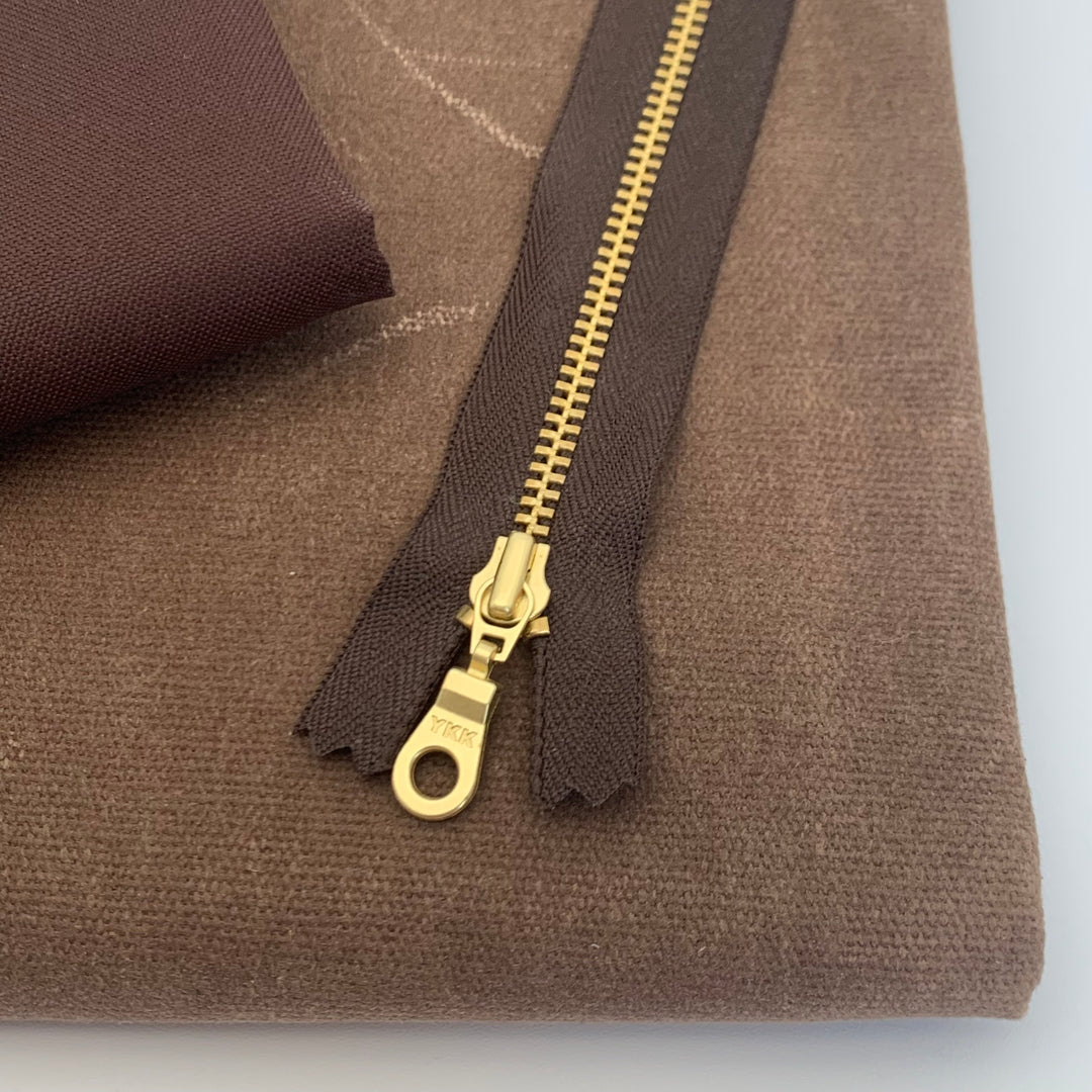 Chestnut YKK metal gold zipper 5" to 22"