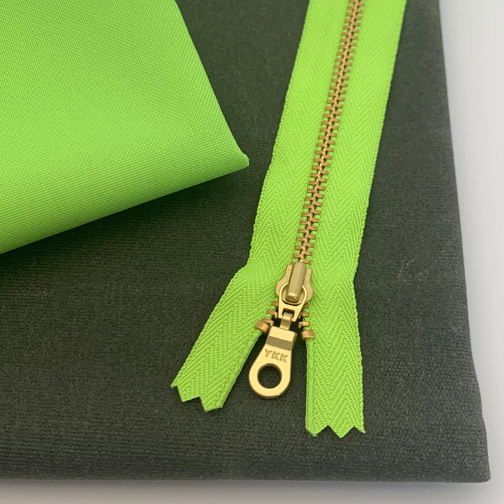 Dayglow YKK metal gold zipper 6" to 18"