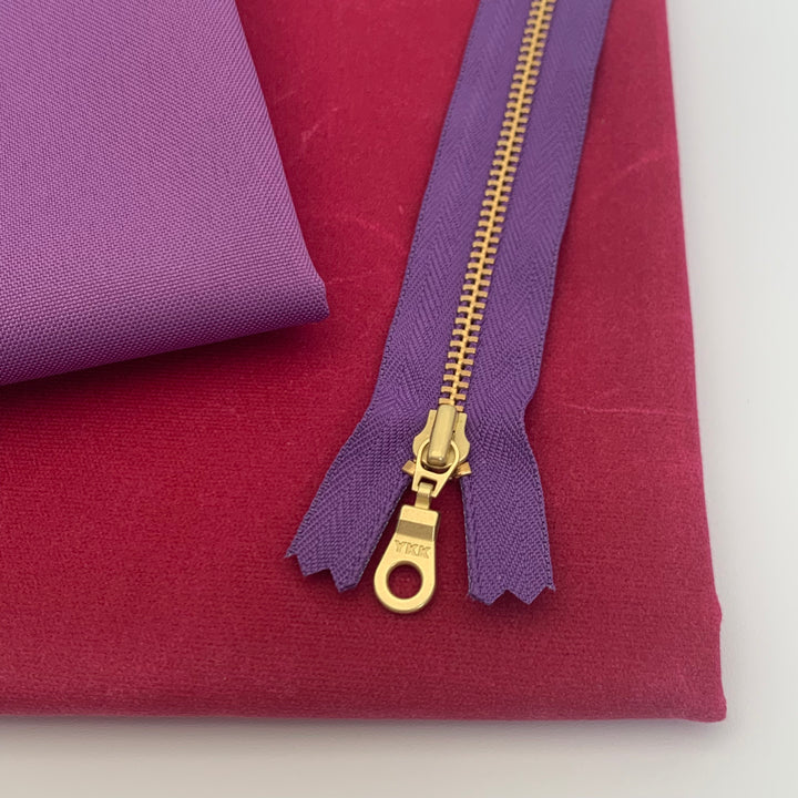 Grape YKK metal gold zipper 6" to 22"