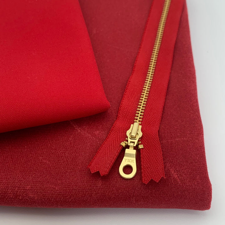 Red YKK metal gold zipper 5" to 36"