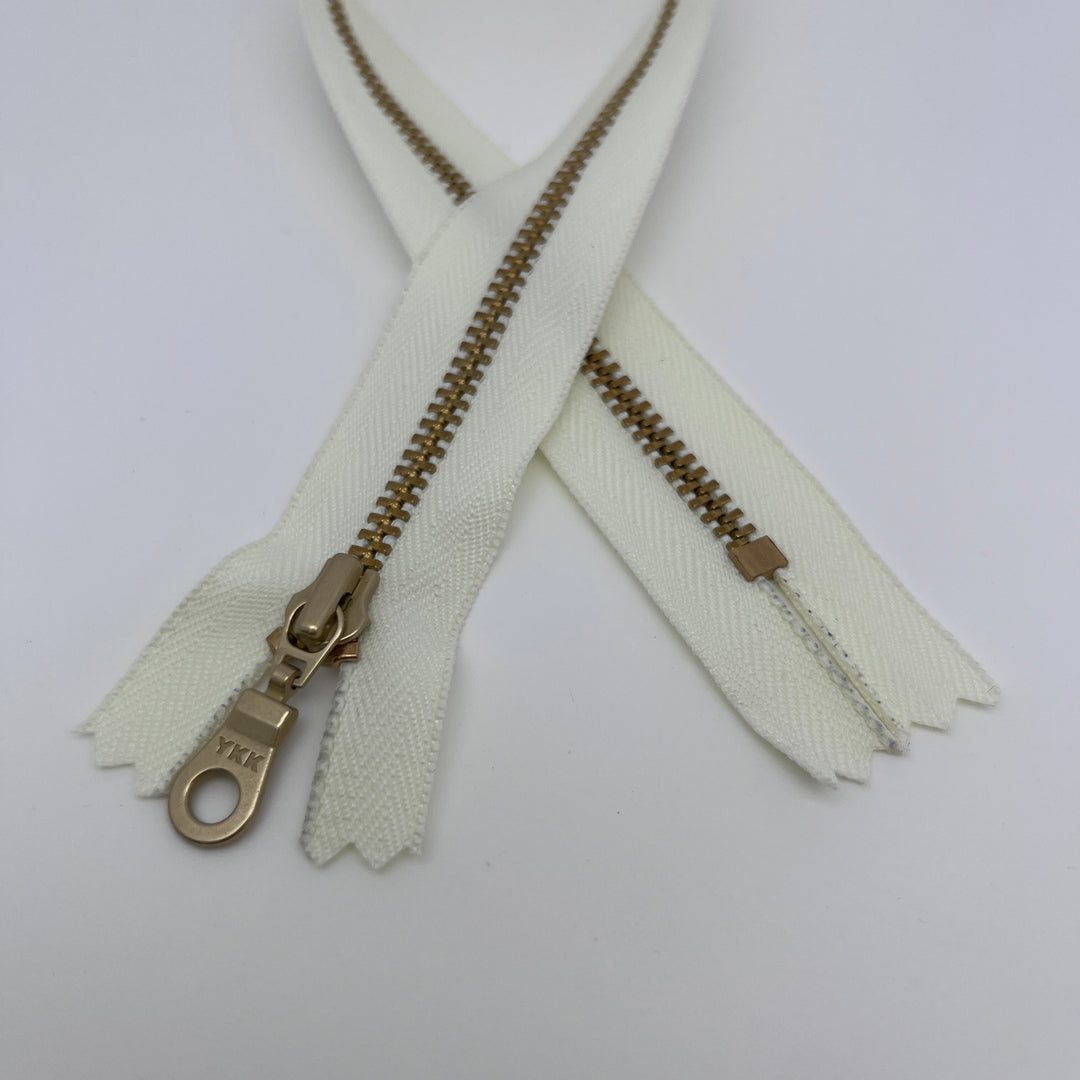 Ivory YKK metal gold zipper