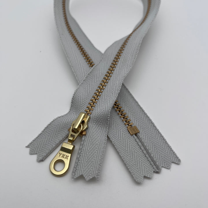Ice YKK metal gold zipper 5" to 20"