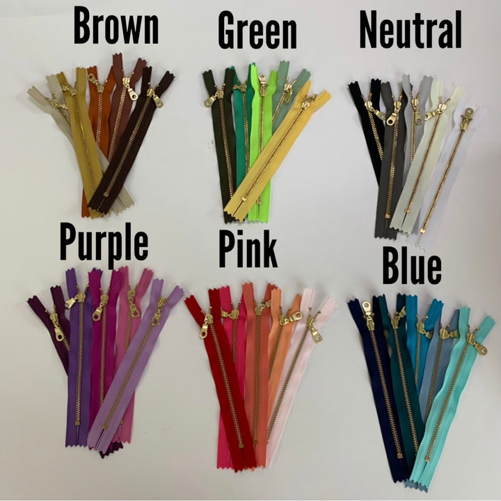 Magenta YKK metal gold zipper 6" to 22"