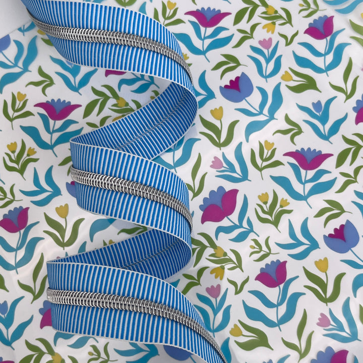 Stripe Royal Blue Silver