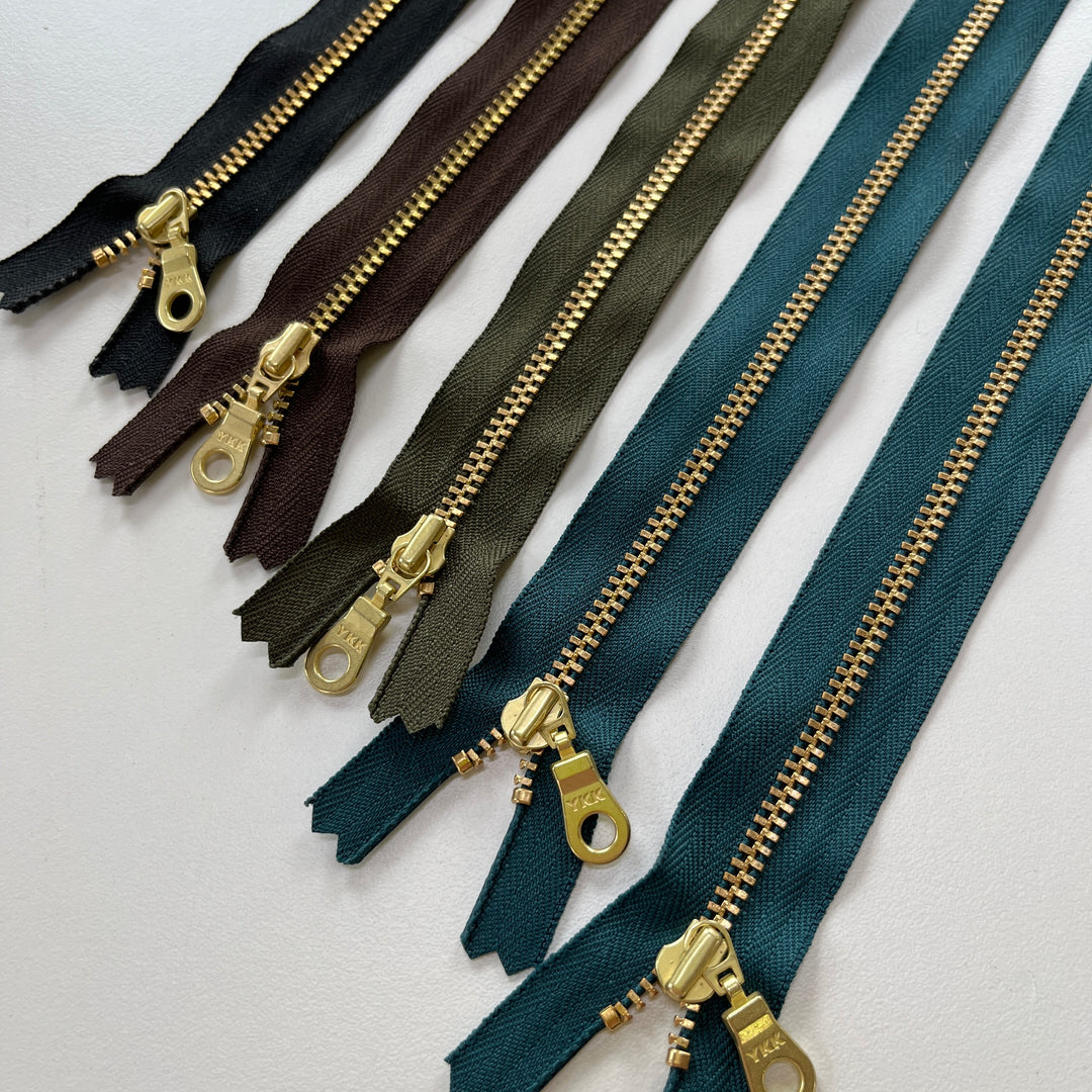 Deep Teal YKK metal gold zipper