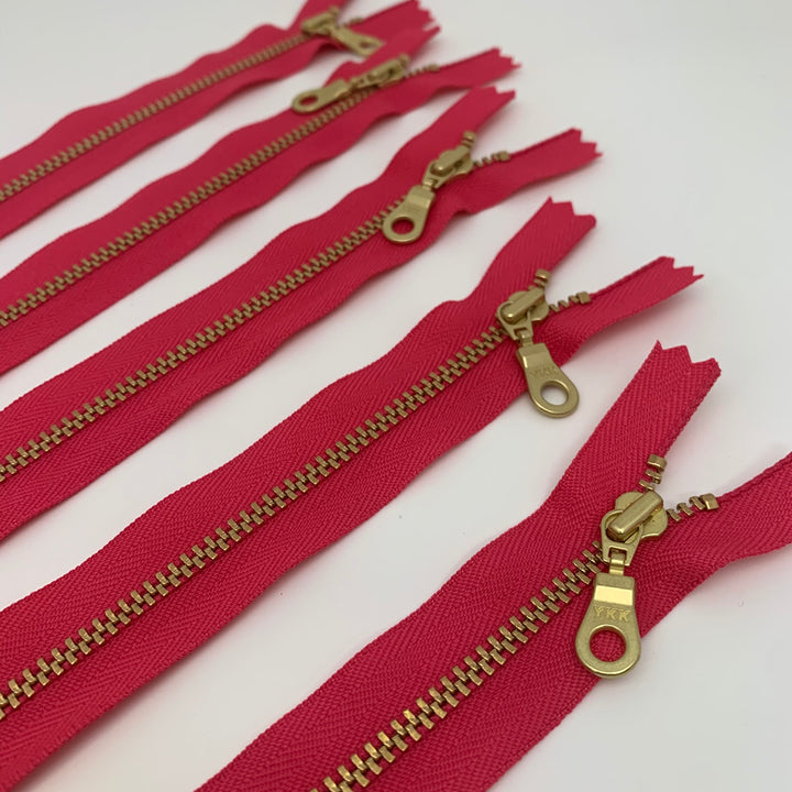 Hot Pink YKK metal gold zipper 6" 20" 22"