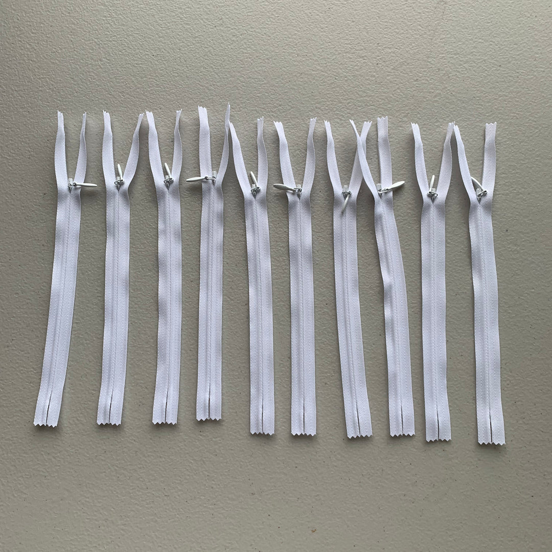 10 pc Invisible YKK zipper white | 8.18.20.22.24.30.36.48"
