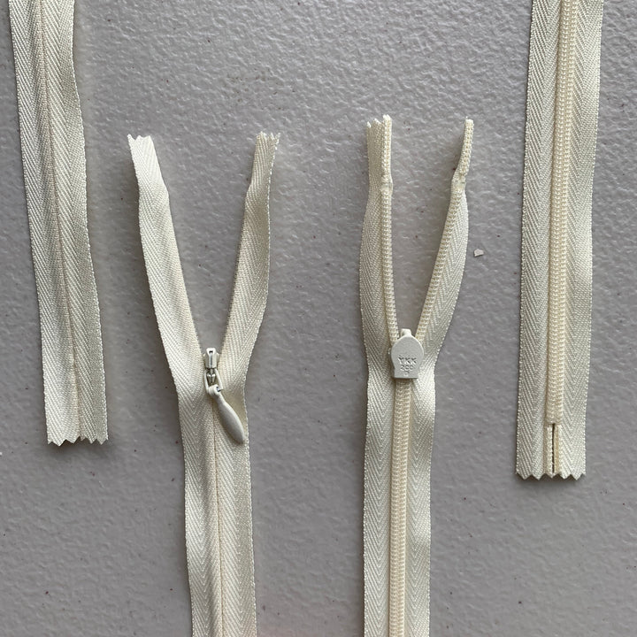 10 pc Invisible YKK zipper ivory | available in 14,16,18,20,22,24,30,36,48"