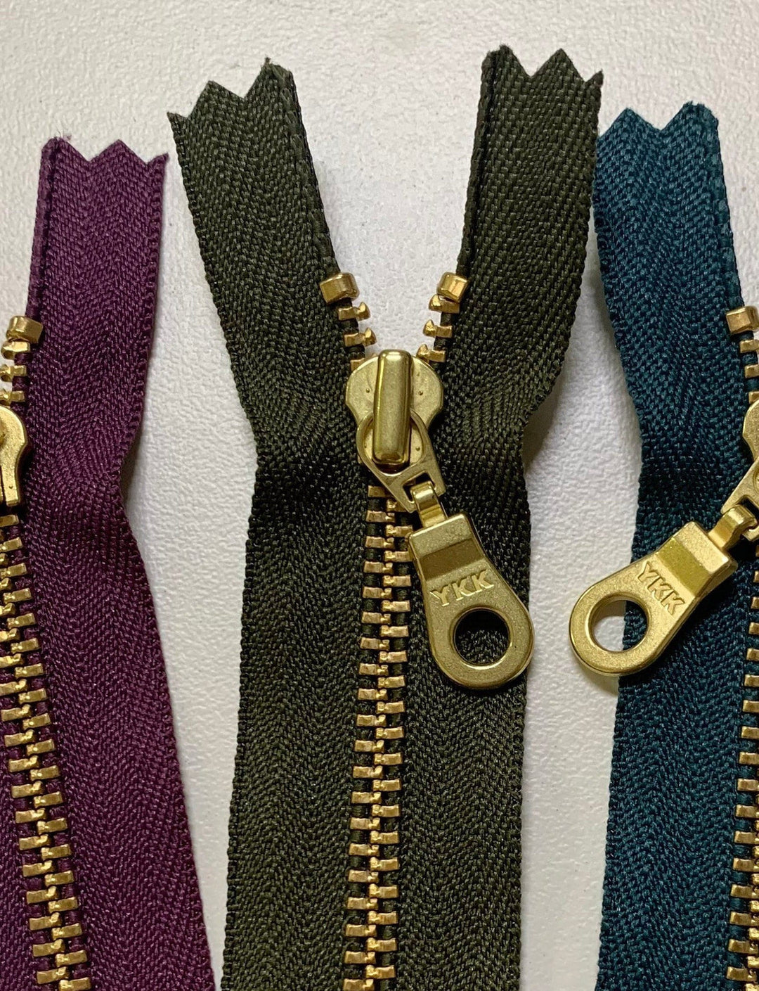 Army 5pc YKK metal gold zipper donut pull | 5" to 22"