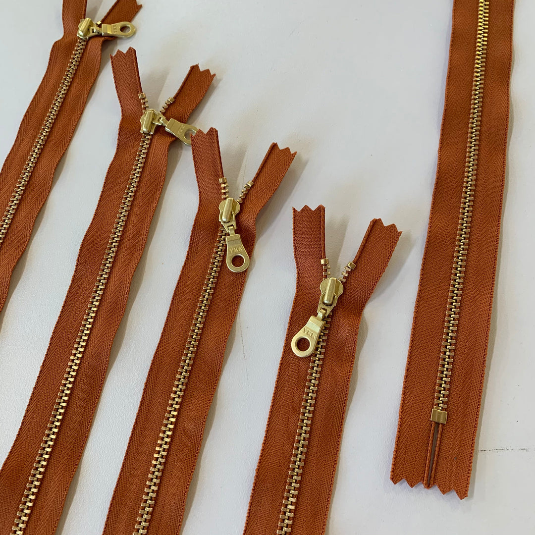 Copper 5pc YKK metal gold zipper donut pull | 5" to 22"