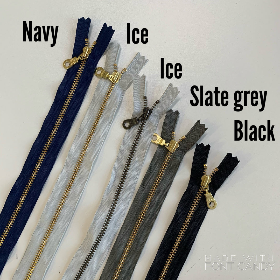 Black 5pc YKK metal gold zipper donut pull  | 5" to 14" and 36"