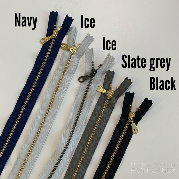 Black 5pc YKK metal gold zipper donut pull  | 5" to 14" and 36"