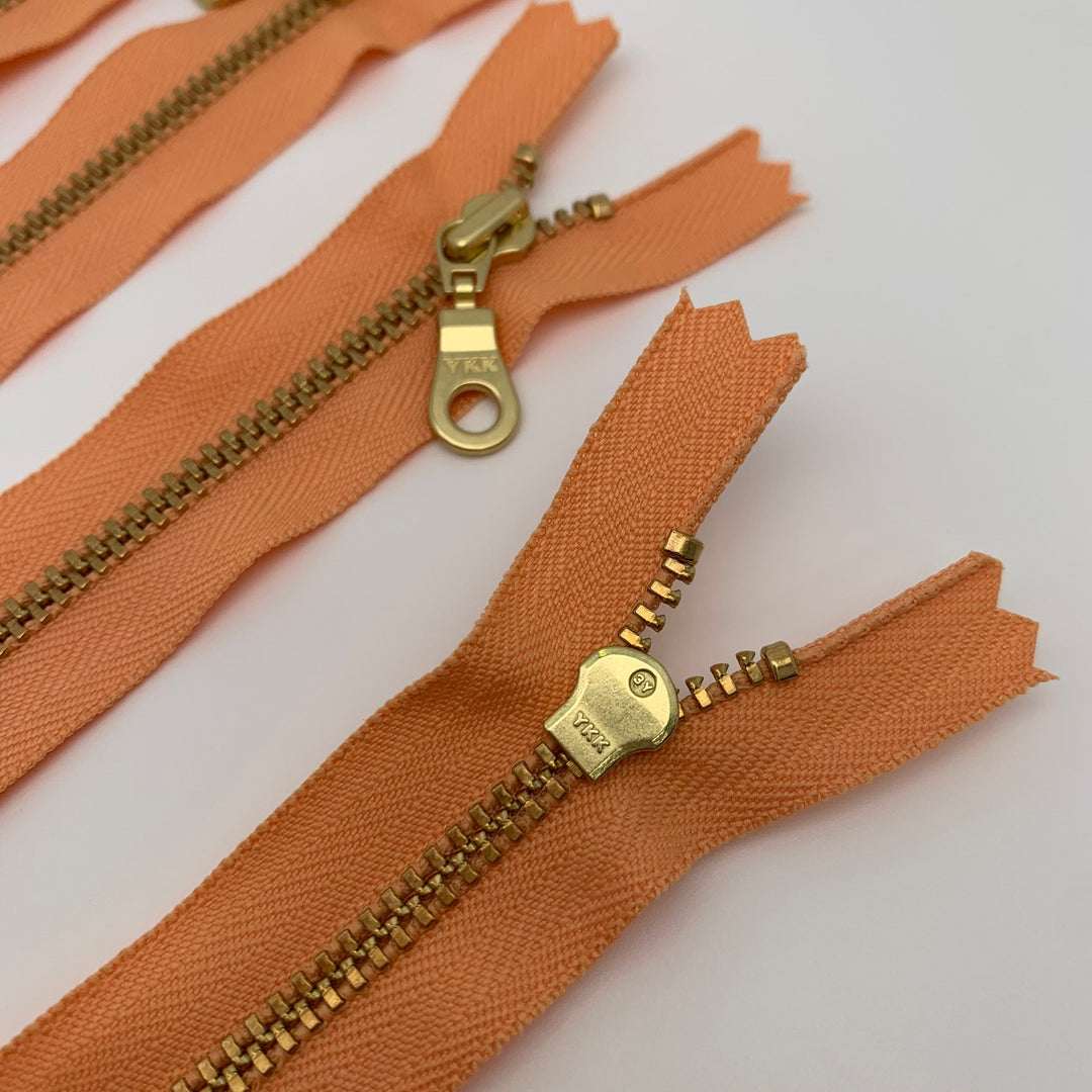 Creamsicle 5pc YKK metal gold zipper donut pull | 5" to 22"