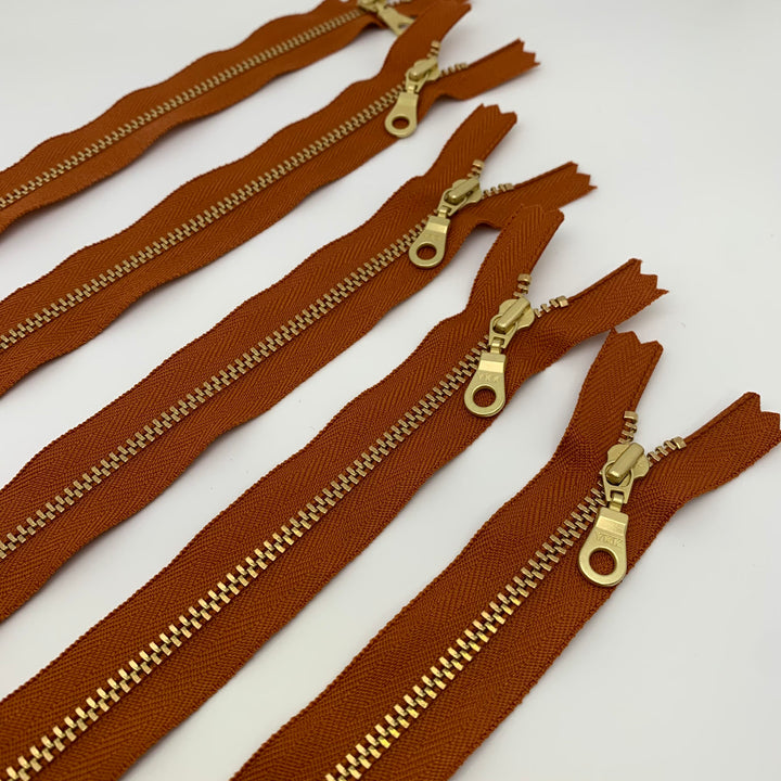 Copper 5pc YKK metal gold zipper donut pull | 5" to 22"
