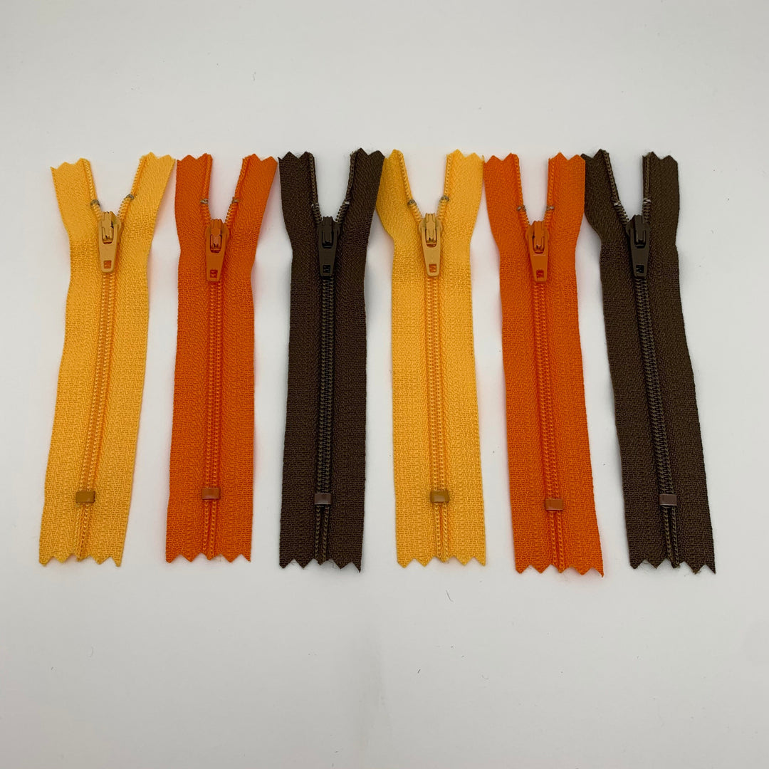 6 pc YKK 12.14" nylon coil zipper