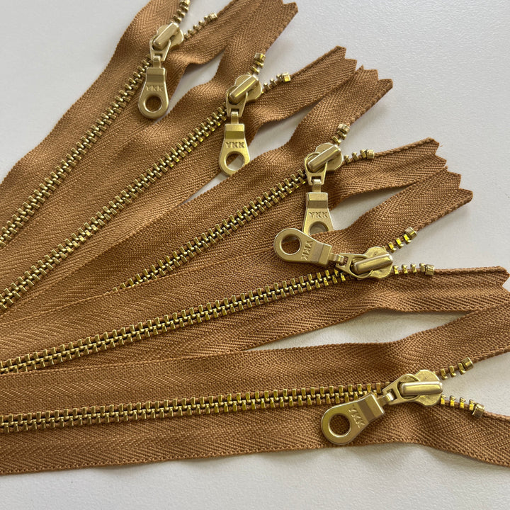 Scotch 5pc YKK metal gold zipper donut pull | 5" to 14"