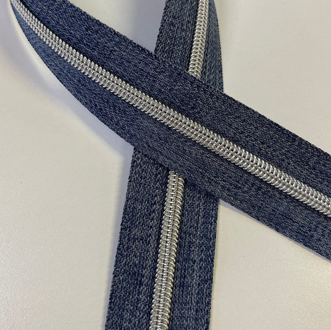 Denim #5 Silver zipper coil