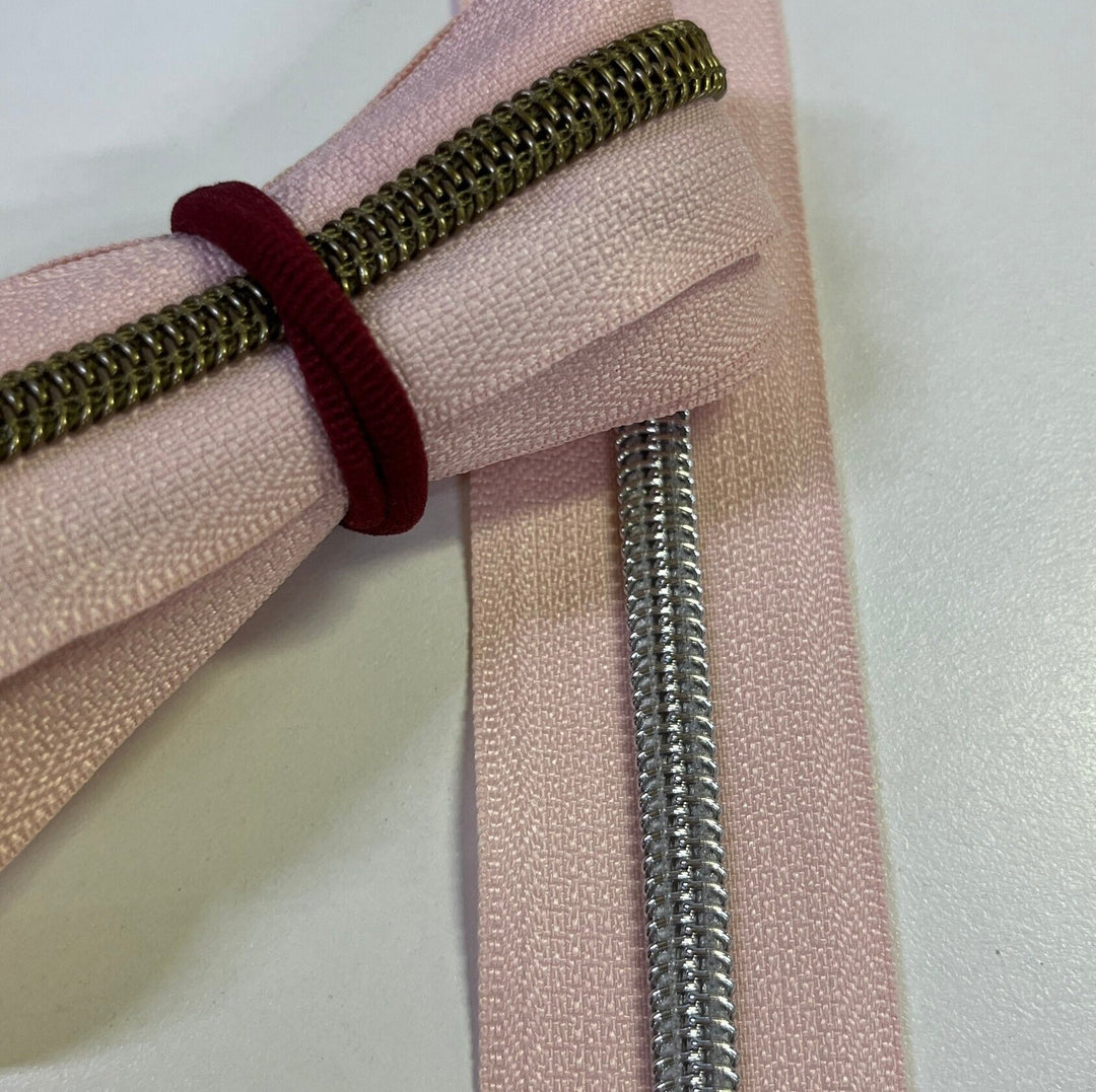 Pastel Pink #5 Silver zipper coil