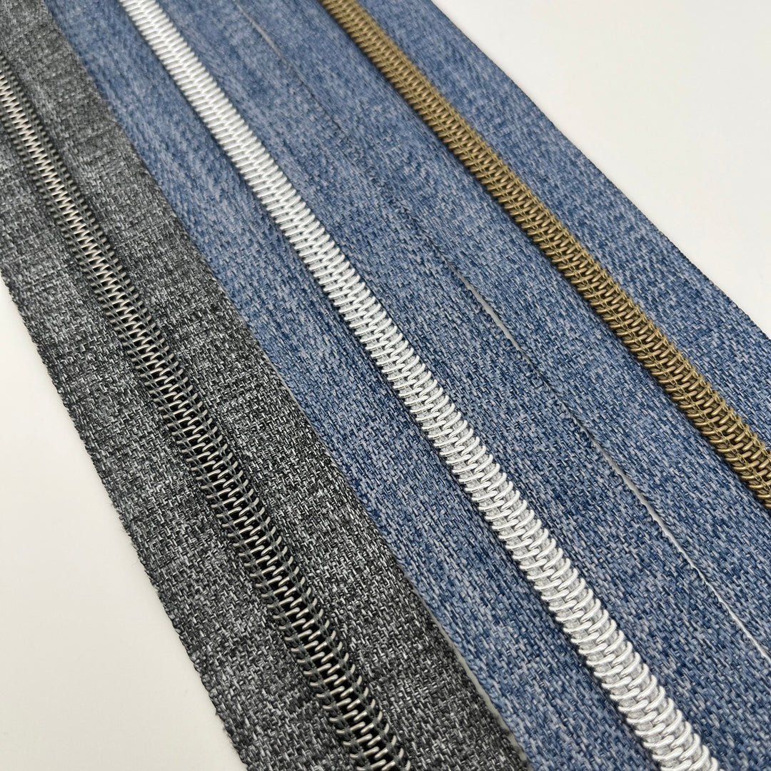Denim #5 Silver zipper coil