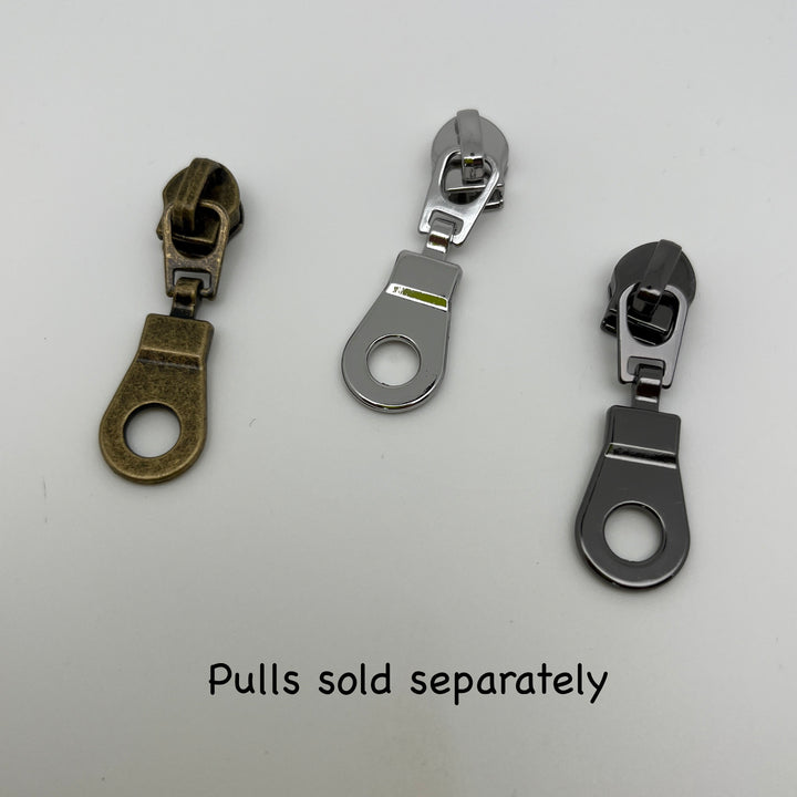 Denim Sage #5 Bronze zipper coil