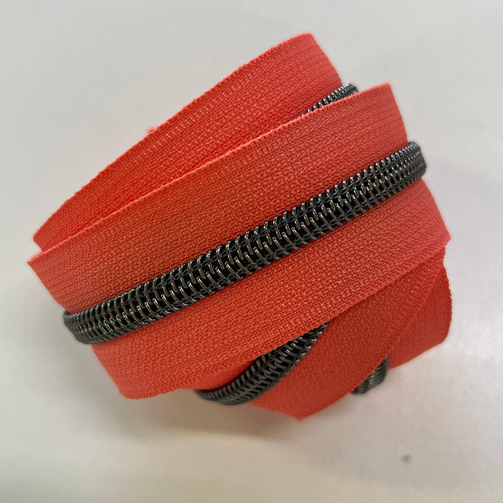 Peach #5 Gunmetal zipper coil