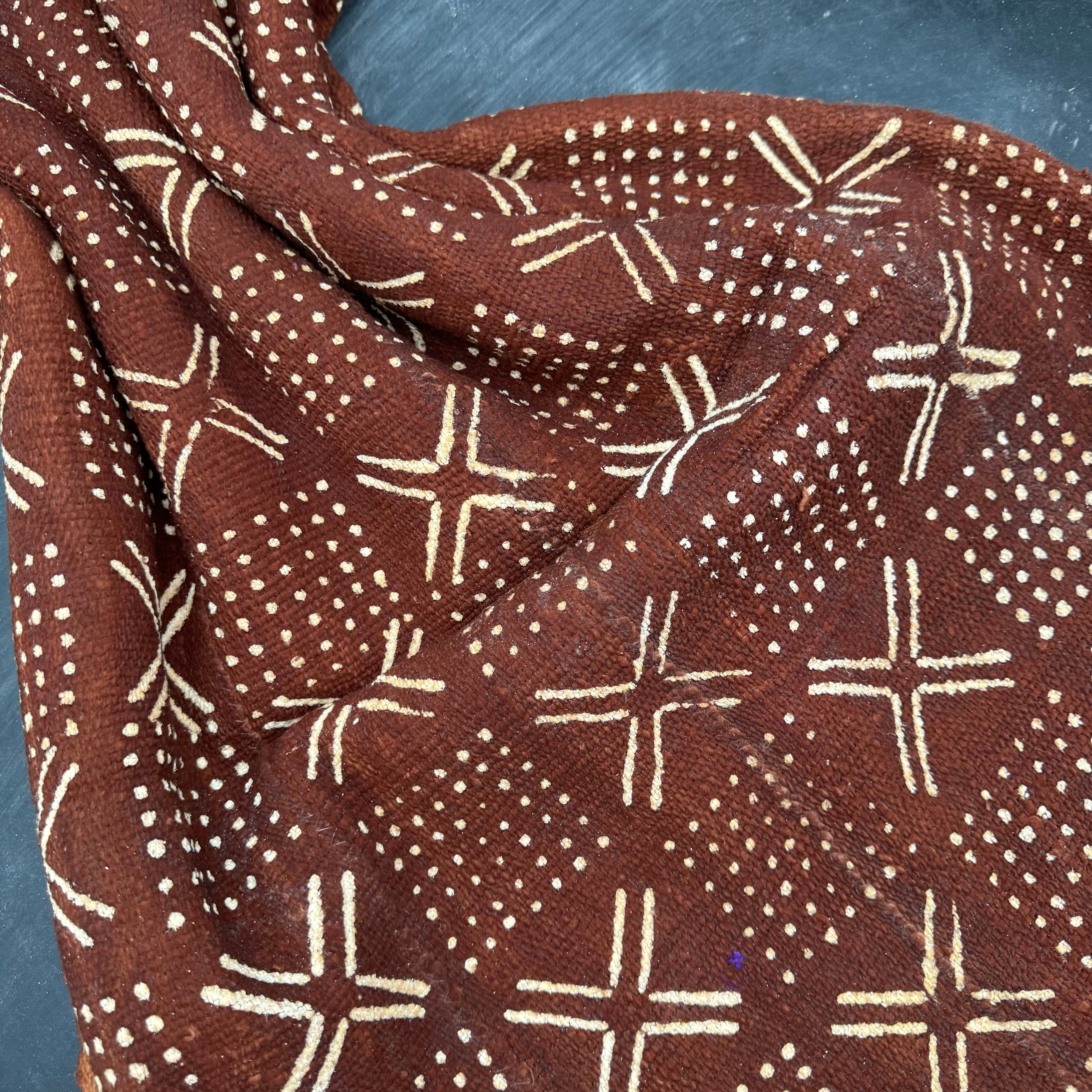 Authentic Vintage popular Mud Cloth in Rust