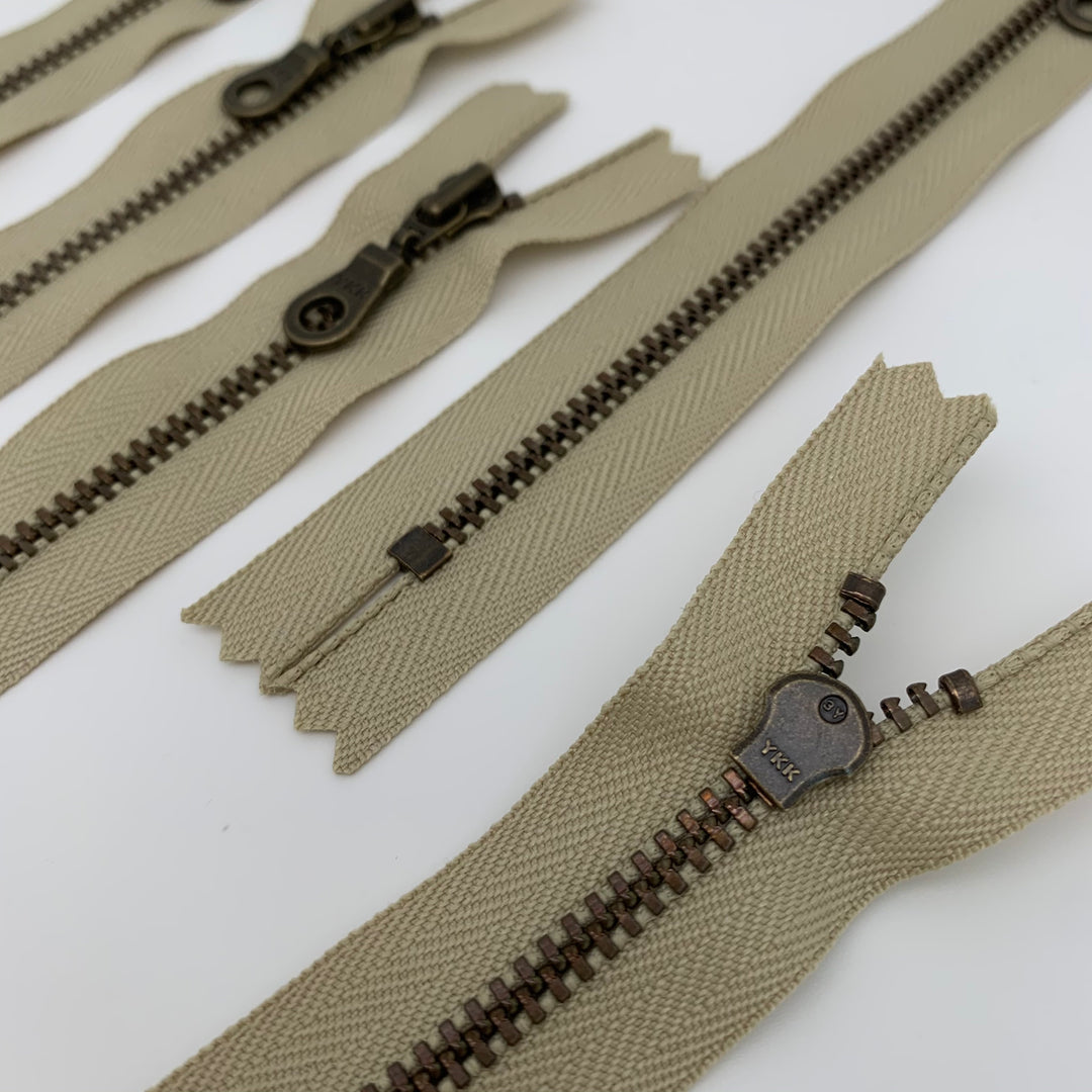 Khaki YKK Antique Zipper