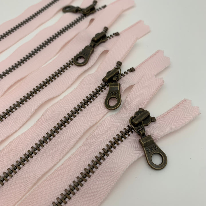 Pastel Pink YKK Antique Zipper