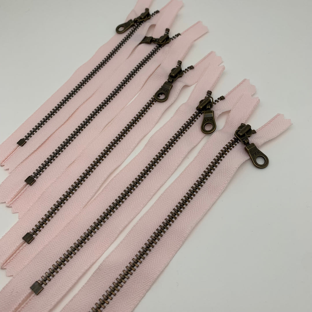 Pastel Pink YKK Antique Zipper