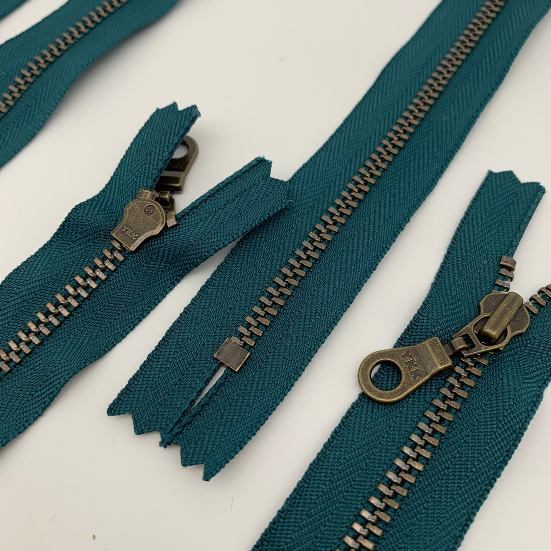 Deep Teal YKK Antique Zipper