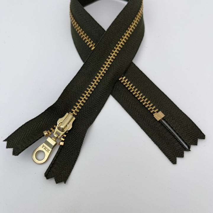 Army YKK metal gold zipper