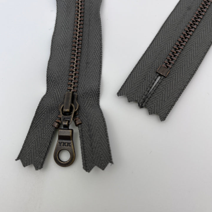 Slate Grey YKK Antique Zipper