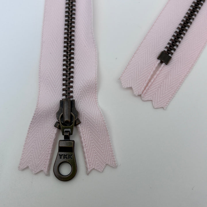 Pastel Pink YKK Antique Zipper