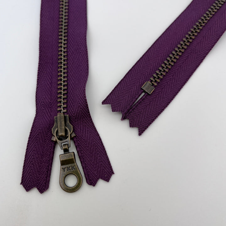 Plum YKK Antique Zipper