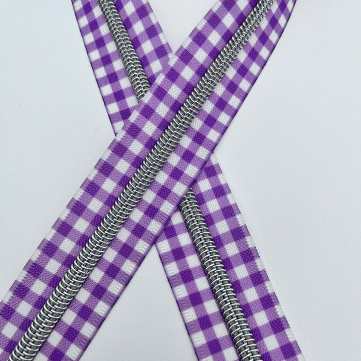 Grape Plaid Silver Printed