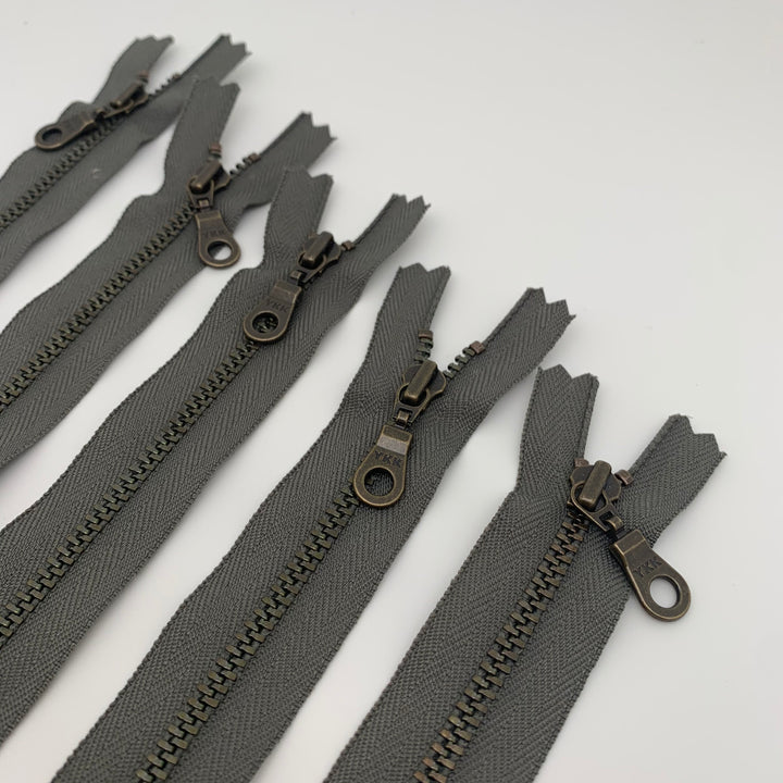 Slate Grey YKK Antique Zipper