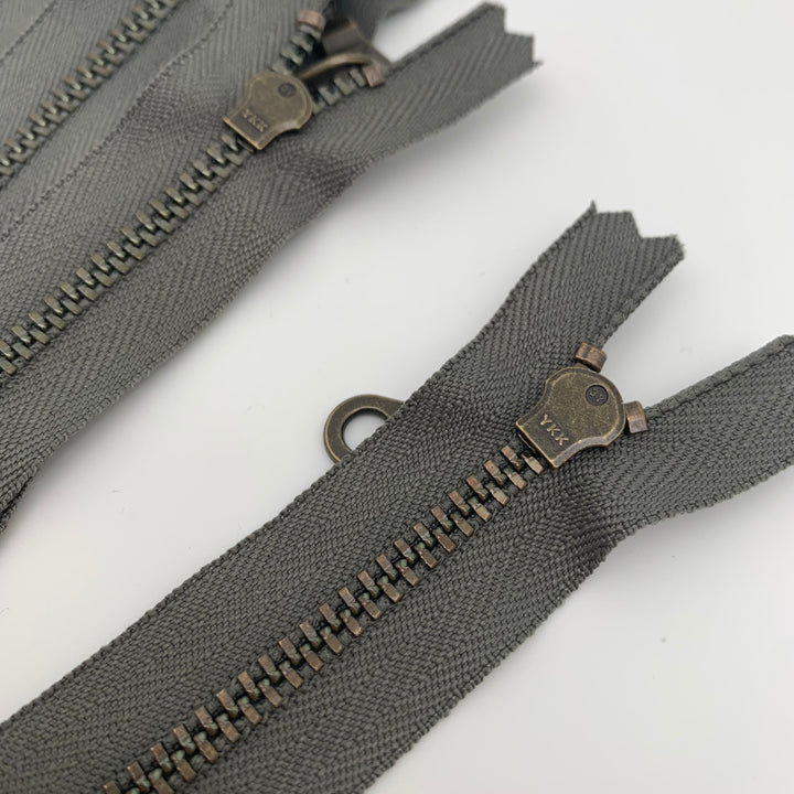 Slate Grey YKK Antique Zipper