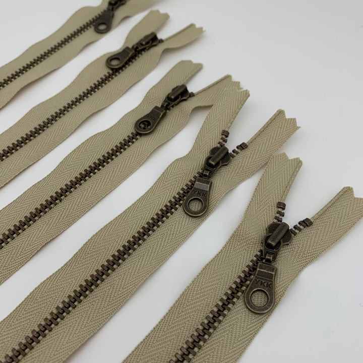 Khaki YKK Antique Zipper