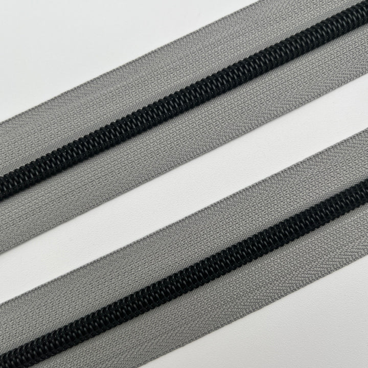 Pewter Matte Black - Nylon Zipper Tape - #5