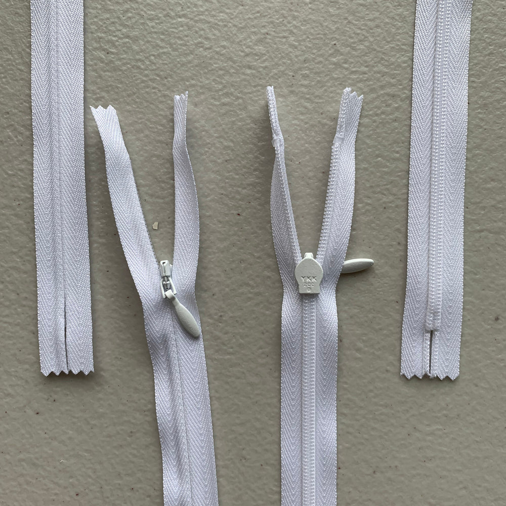 10 pc Invisible YKK zipper white | 8.18.20.22.24.30.36.48"