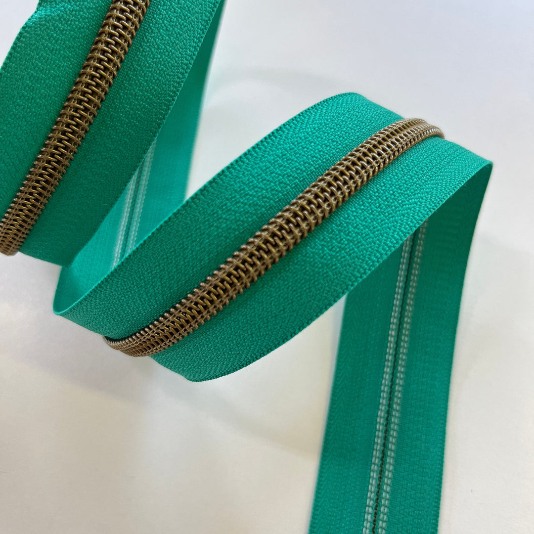Sheen Green #5 Bronze zipper coil
