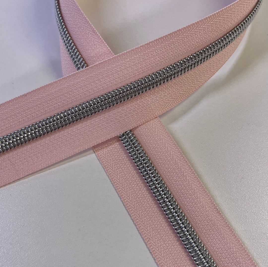 Pastel Pink #5 Silver zipper coil