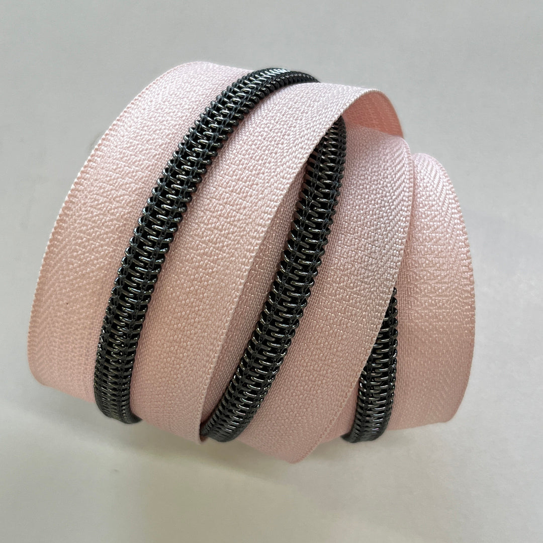 Pastel Pink #5 Gunmetal zipper coil